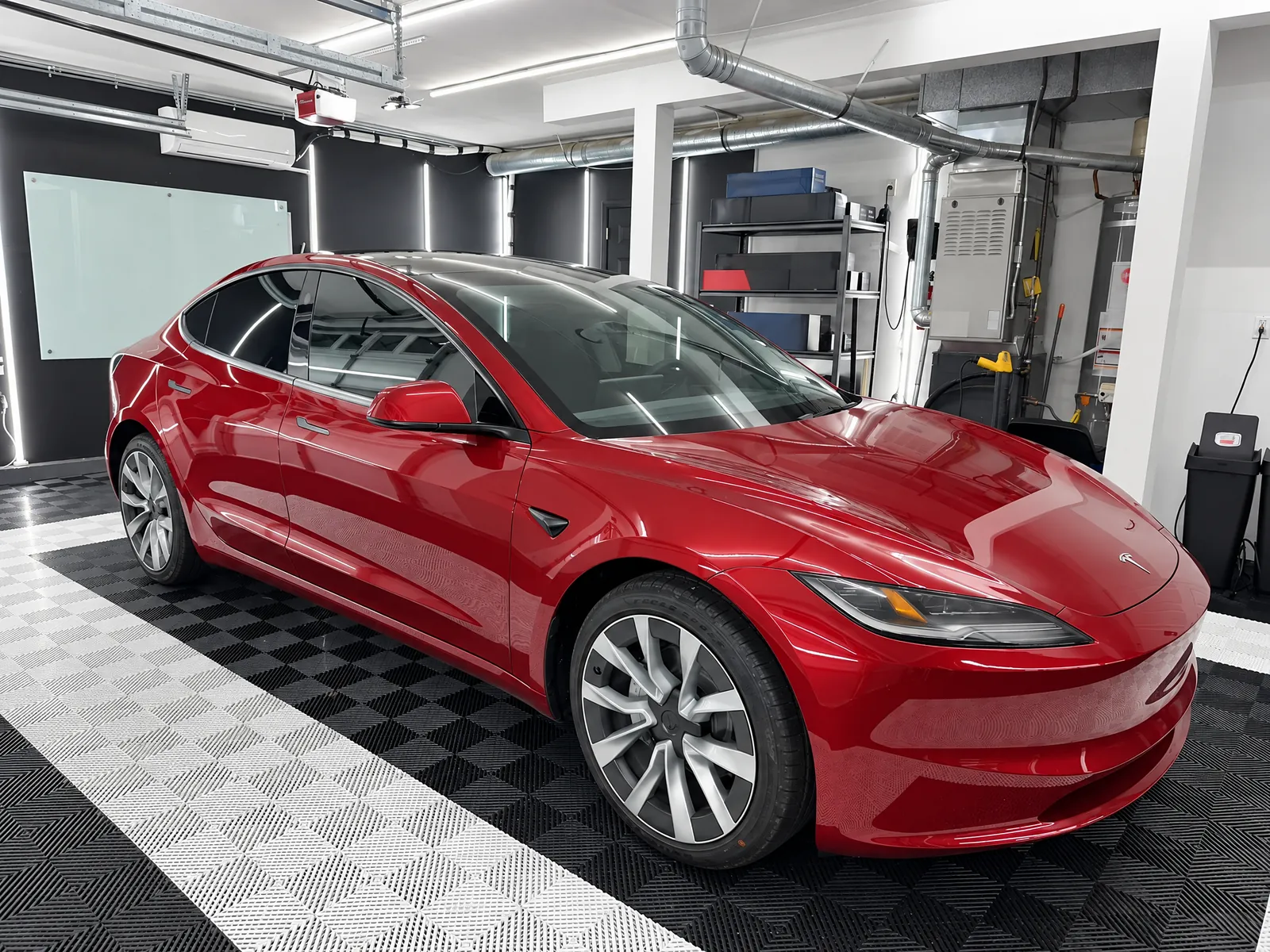 Red Tesla Model 3 at Complete Ceramic Coating in Auburn, WA