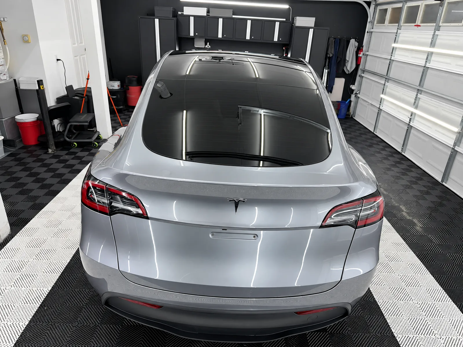Silver Tesla Model Y at Complete Ceramic Coating in Auburn, WA